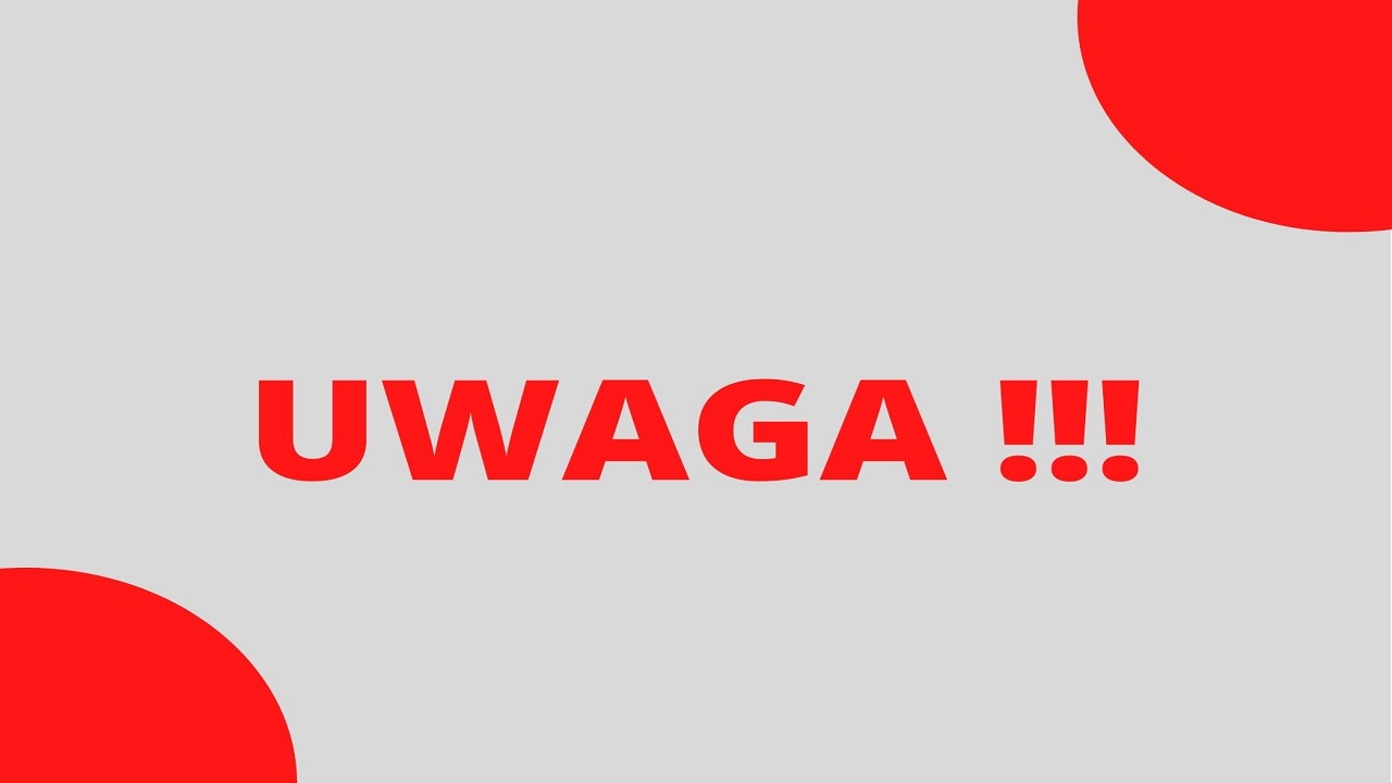Na środku napis UWAGA